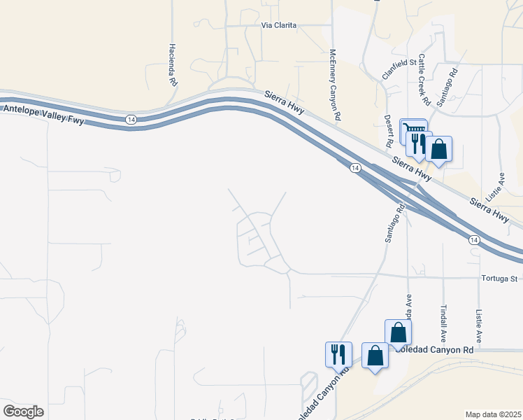 map of restaurants, bars, coffee shops, grocery stores, and more near 33105 Santiago Road in Acton