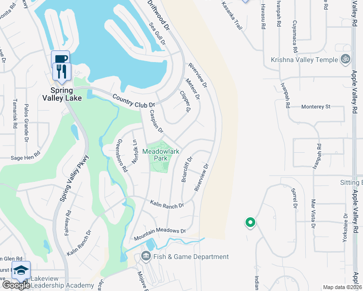 map of restaurants, bars, coffee shops, grocery stores, and more near 13001 Caspian Drive in Victorville