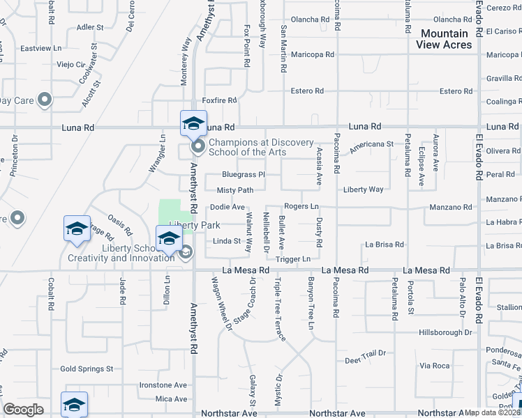 map of restaurants, bars, coffee shops, grocery stores, and more near 13078 Nelliebell Drive in Victorville