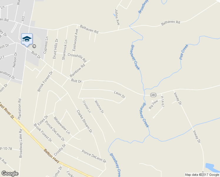 map of restaurants, bars, coffee shops, grocery stores, and more near 119 Leon Drive in Anderson