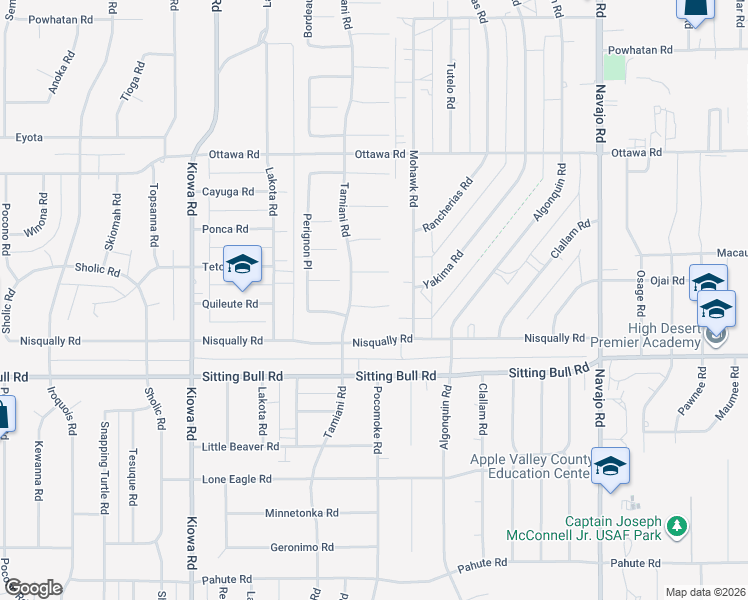 map of restaurants, bars, coffee shops, grocery stores, and more near 21272 Vidal Court in Apple Valley