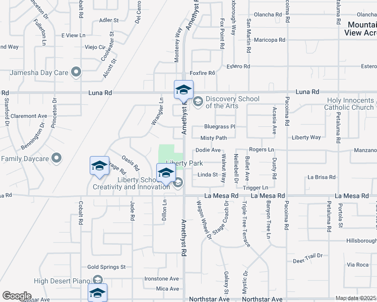 map of restaurants, bars, coffee shops, grocery stores, and more near 13080 Angelica Way in Victorville