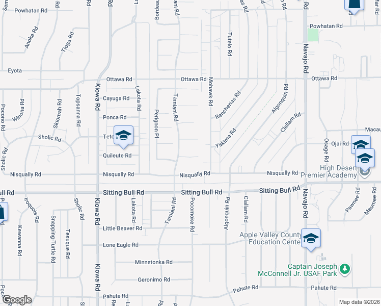 map of restaurants, bars, coffee shops, grocery stores, and more near 21272 Vidal Court in Apple Valley
