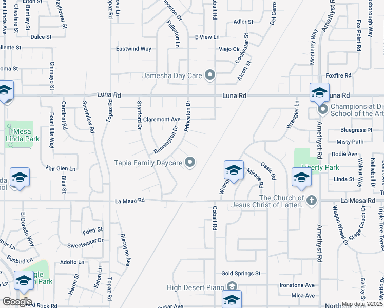 map of restaurants, bars, coffee shops, grocery stores, and more near 13209 La Salle Circle in Victorville