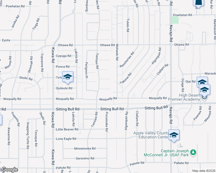 map of restaurants, bars, coffee shops, grocery stores, and more near 21272 Vidal Court in Apple Valley