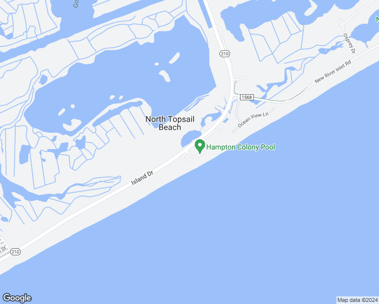 map of restaurants, bars, coffee shops, grocery stores, and more near 404 Island Drive in North Topsail Beach