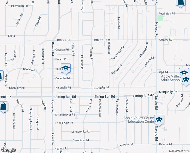 map of restaurants, bars, coffee shops, grocery stores, and more near 21224 Vidal Court in Apple Valley