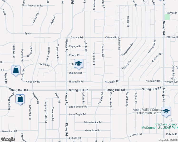 map of restaurants, bars, coffee shops, grocery stores, and more near 13011 Lakota Road in Apple Valley