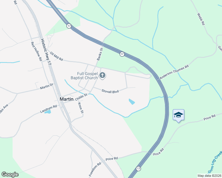 map of restaurants, bars, coffee shops, grocery stores, and more near 152 Stovall Boulevard in Martin