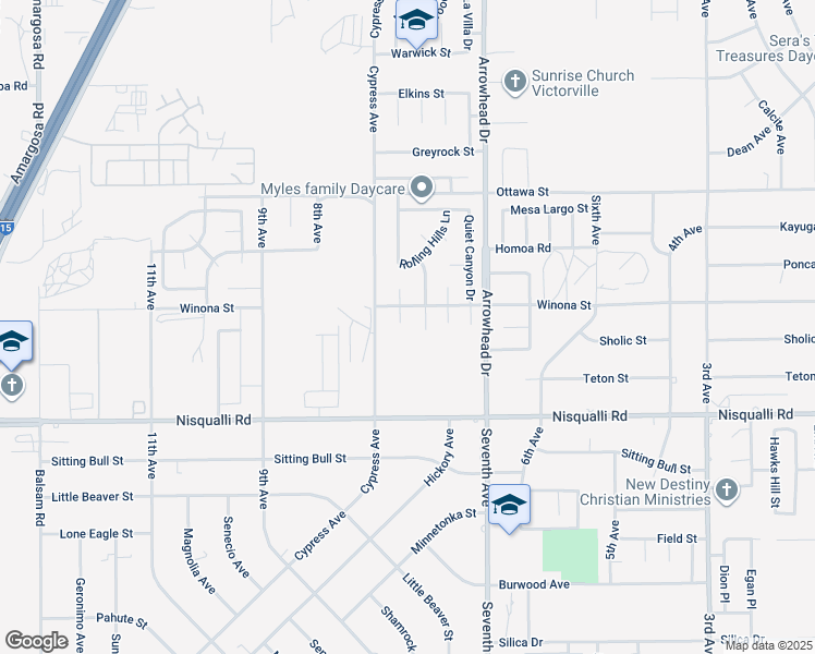 map of restaurants, bars, coffee shops, grocery stores, and more near 13063 Canyon Oak Court in Victorville