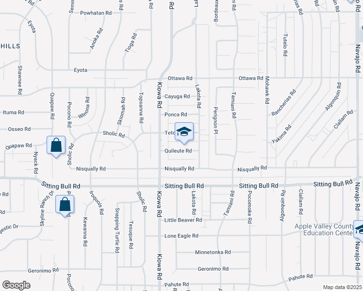 map of restaurants, bars, coffee shops, grocery stores, and more near 20988 Quileute Road in Apple Valley