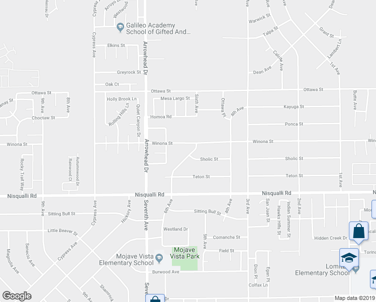 map of restaurants, bars, coffee shops, grocery stores, and more near 13056 6th Avenue in Victorville