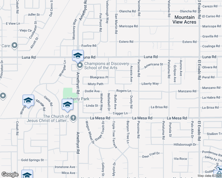 map of restaurants, bars, coffee shops, grocery stores, and more near 13918 Rogers Lane in Victorville