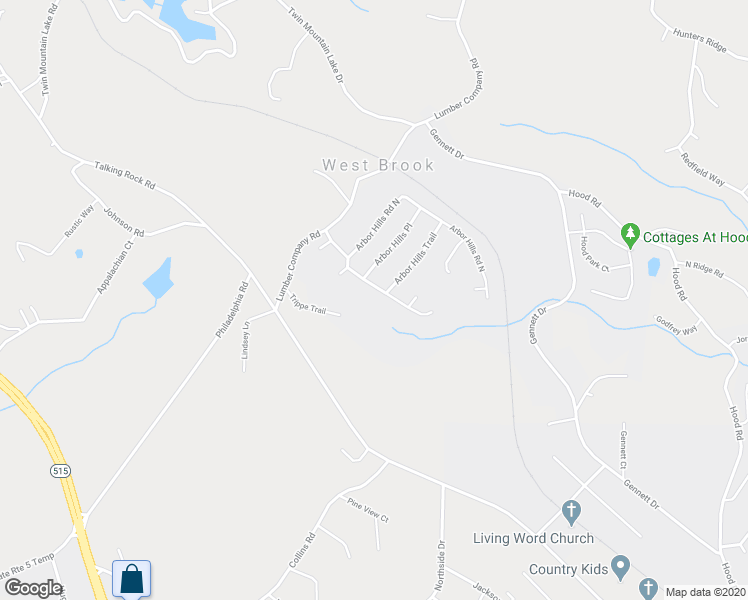 map of restaurants, bars, coffee shops, grocery stores, and more near 120 Arbor Hills Road South in Talking Rock