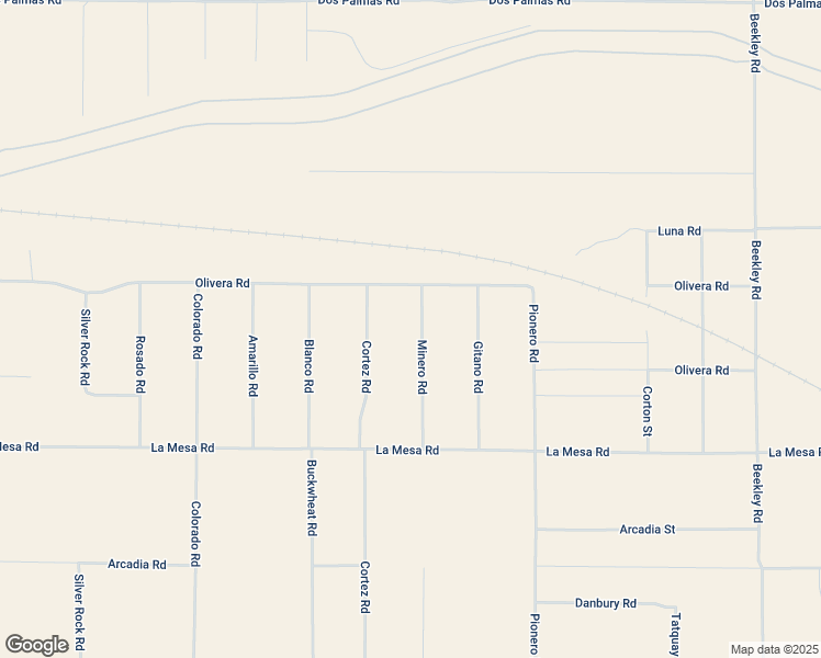 map of restaurants, bars, coffee shops, grocery stores, and more near Minero Road in Pinon Hills