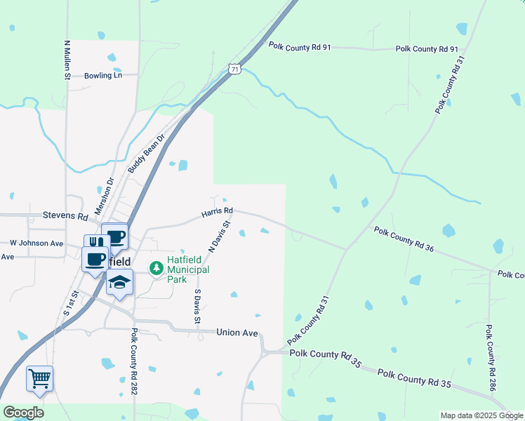 map of restaurants, bars, coffee shops, grocery stores, and more near 185 Polk Road 283 in Hatfield