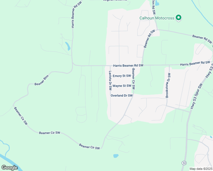 map of restaurants, bars, coffee shops, grocery stores, and more near 185 Lavista Drive Southwest in Calhoun