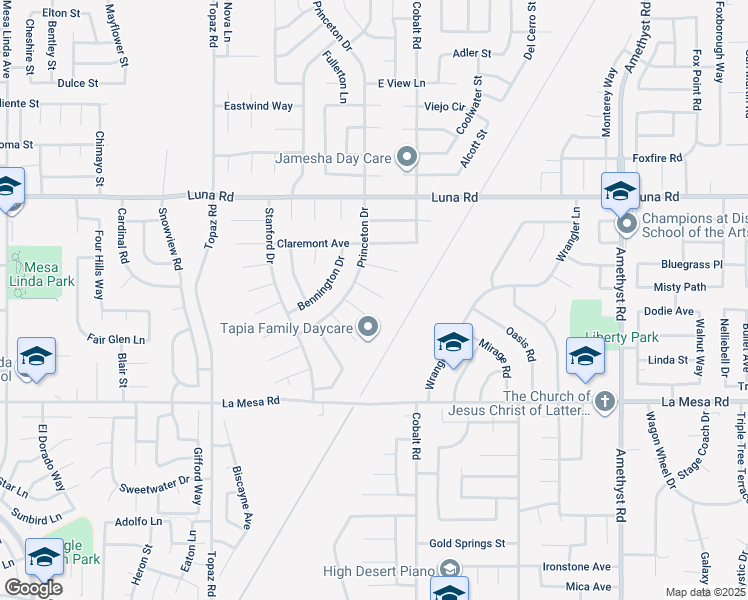 map of restaurants, bars, coffee shops, grocery stores, and more near 13228 Fordham Circle in Victorville