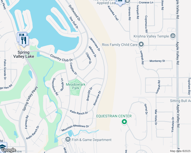 map of restaurants, bars, coffee shops, grocery stores, and more near 13070 Bermuda Dunes Road in Victorville