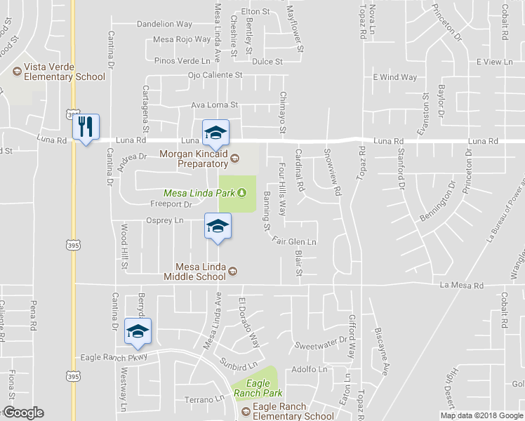 map of restaurants, bars, coffee shops, grocery stores, and more near 13102 Banning Street in Victorville