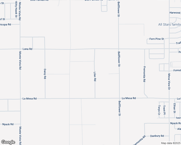 map of restaurants, bars, coffee shops, grocery stores, and more near Lilac Road in Victorville