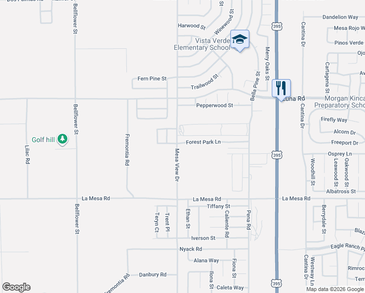 map of restaurants, bars, coffee shops, grocery stores, and more near 12901-13145 Mesa View Drive in Victorville