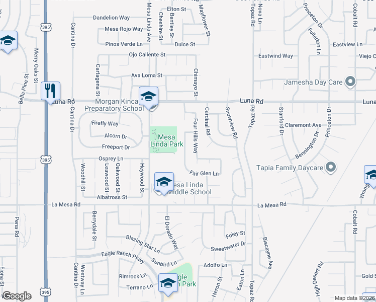 map of restaurants, bars, coffee shops, grocery stores, and more near 13103 Banning Street in Victorville
