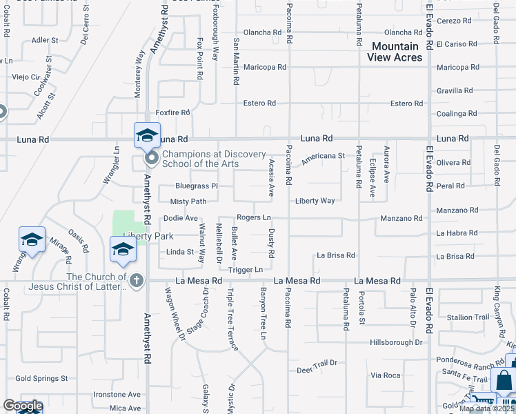 map of restaurants, bars, coffee shops, grocery stores, and more near 14033 Rogers Lane in Victorville
