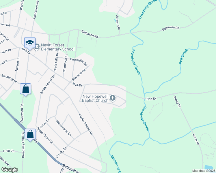 map of restaurants, bars, coffee shops, grocery stores, and more near 119 Leon Drive in Anderson