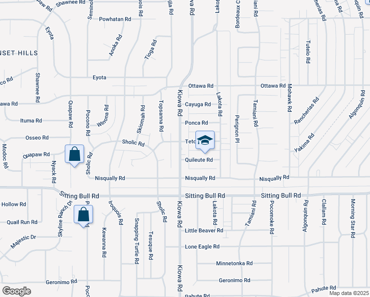map of restaurants, bars, coffee shops, grocery stores, and more near 13045 Kiowa Road in Apple Valley