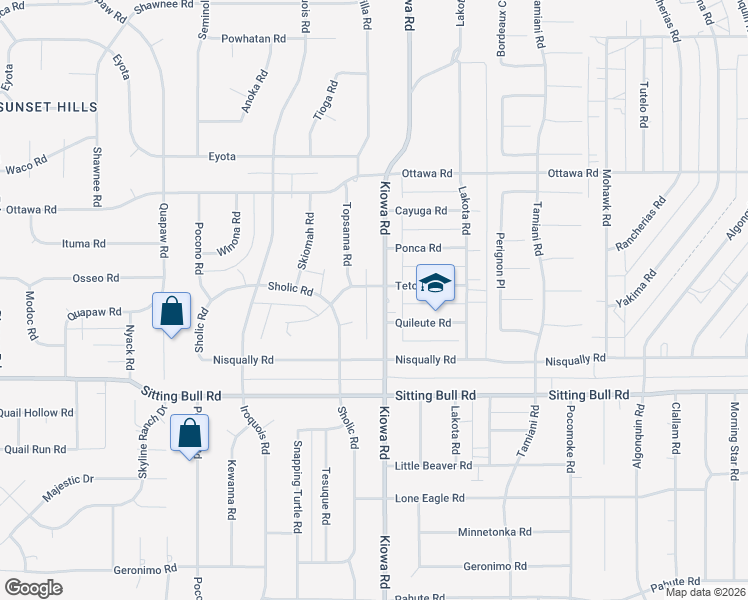 map of restaurants, bars, coffee shops, grocery stores, and more near 13060 Kiowa Road in Apple Valley