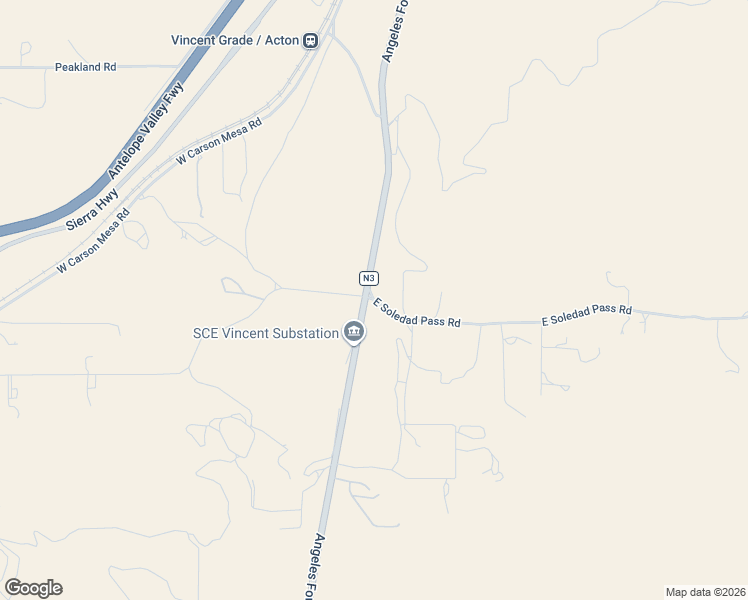 map of restaurants, bars, coffee shops, grocery stores, and more near 3056 East Soledad Pass Road in Palmdale