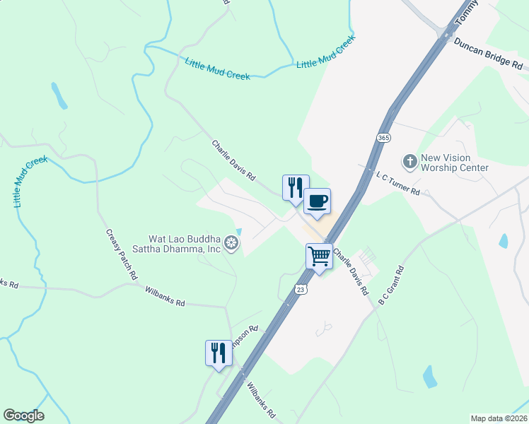 map of restaurants, bars, coffee shops, grocery stores, and more near 673 Charlie Davis Road in Alto