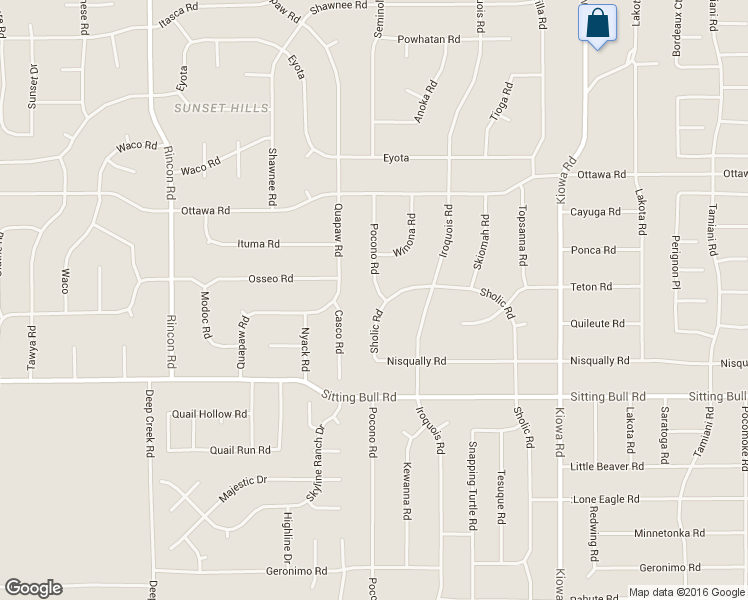 map of restaurants, bars, coffee shops, grocery stores, and more near 13062 Pocono Road in Apple Valley
