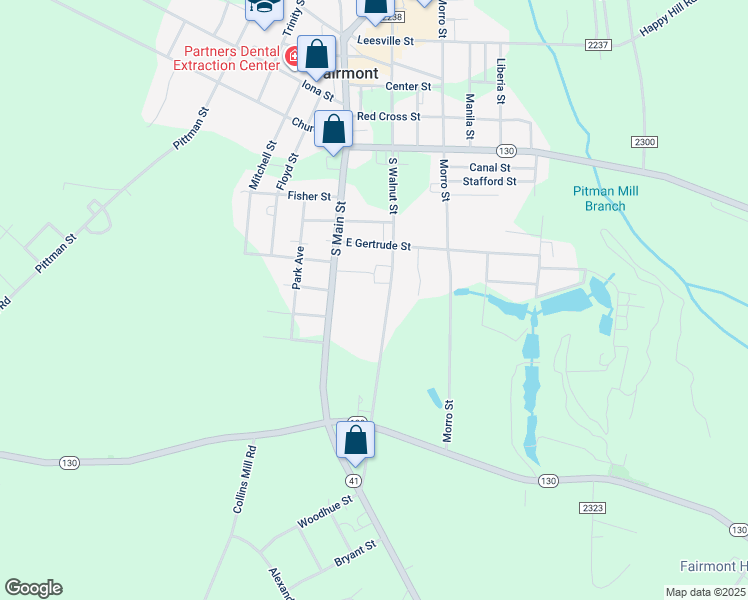 map of restaurants, bars, coffee shops, grocery stores, and more near 704 Elizabeth Street in Fairmont