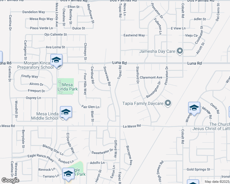 map of restaurants, bars, coffee shops, grocery stores, and more near Topaz Road in Victorville