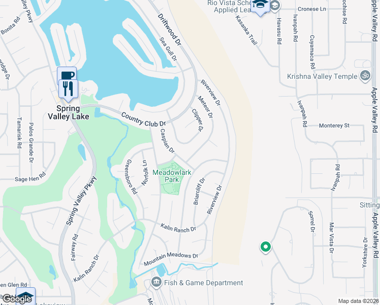 map of restaurants, bars, coffee shops, grocery stores, and more near 13060 Meteor Drive in Victorville