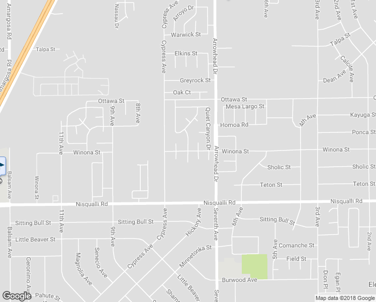map of restaurants, bars, coffee shops, grocery stores, and more near Winona Street & Sleepy Ridge Lane in Victorville