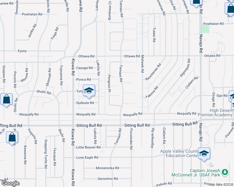 map of restaurants, bars, coffee shops, grocery stores, and more near 21178 Rhone Place in Apple Valley