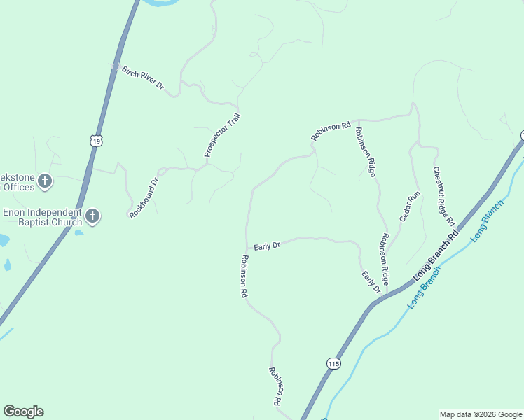 map of restaurants, bars, coffee shops, grocery stores, and more near 902 Robinson Road in Dahlonega