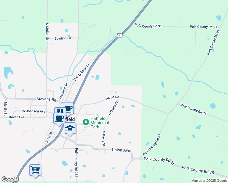 map of restaurants, bars, coffee shops, grocery stores, and more near 149 Harris Road in Hatfield