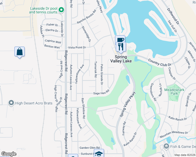 map of restaurants, bars, coffee shops, grocery stores, and more near 17965 High Ridge Lane in Victorville