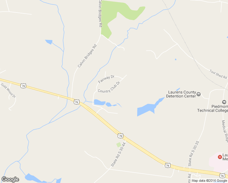 map of restaurants, bars, coffee shops, grocery stores, and more near 208 Country Club Drive in Laurens