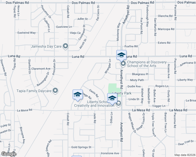 map of restaurants, bars, coffee shops, grocery stores, and more near 13134 Wrangler Lane in Victorville