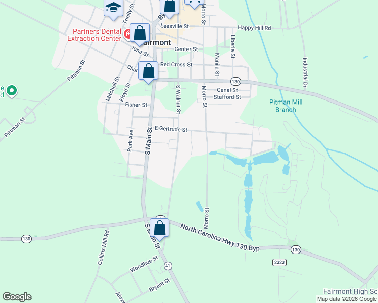 map of restaurants, bars, coffee shops, grocery stores, and more near 703 South Walnut Street in Fairmont