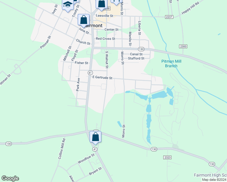 map of restaurants, bars, coffee shops, grocery stores, and more near 703 South Walnut Street in Fairmont