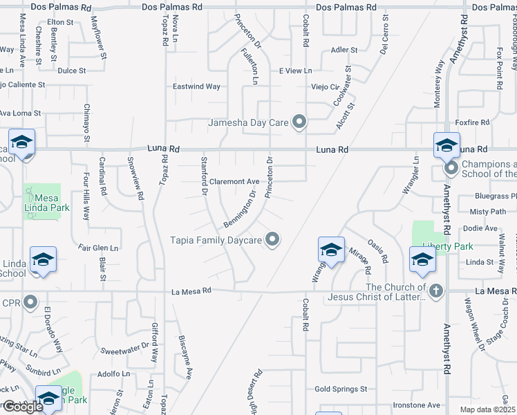 map of restaurants, bars, coffee shops, grocery stores, and more near 13132 Princeton Drive in Victorville