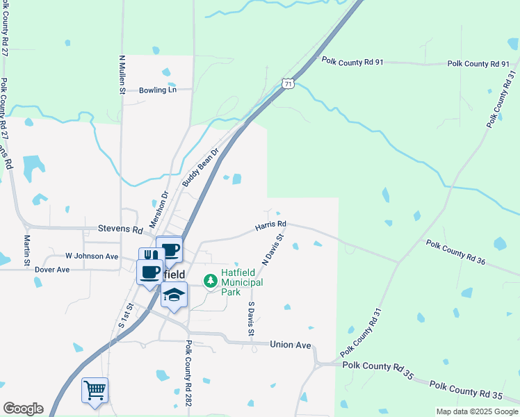 map of restaurants, bars, coffee shops, grocery stores, and more near 149 Harris Road in Hatfield