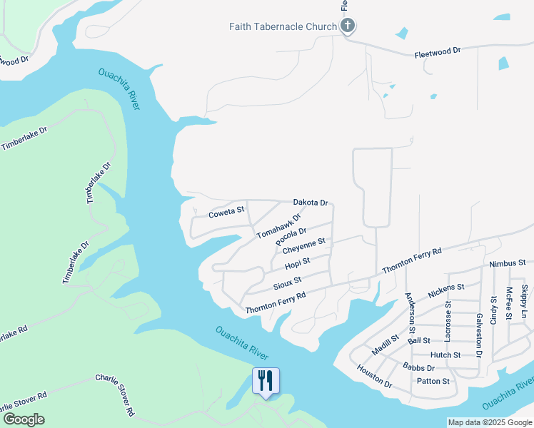 map of restaurants, bars, coffee shops, grocery stores, and more near 107 Pawnee Drive in Hot Springs