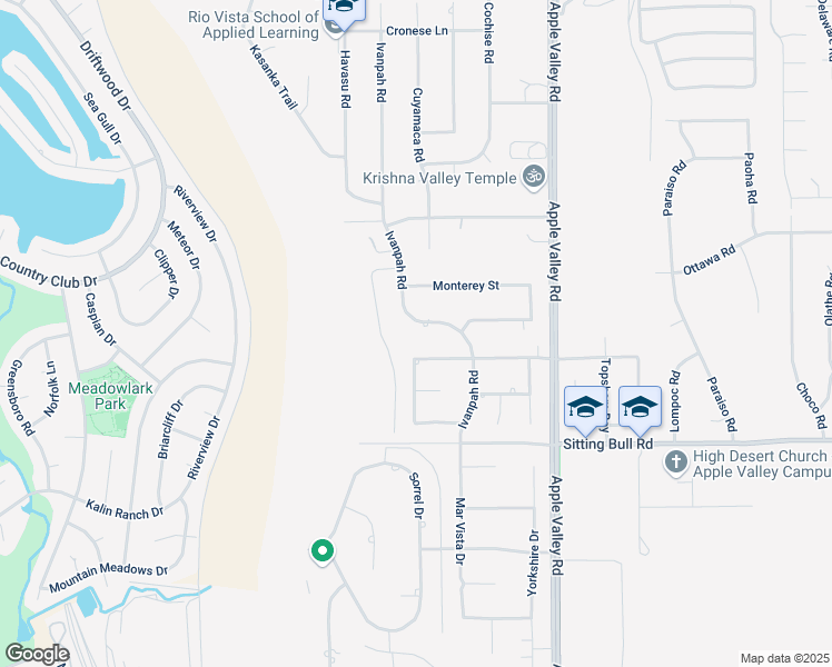 map of restaurants, bars, coffee shops, grocery stores, and more near 13096 Ivanpah Road in Apple Valley